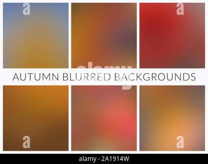 Blurred backgrounds. Abstract autumn cards with copy space for your design. Vector set. 6 soft color gradients. Stock Vector
