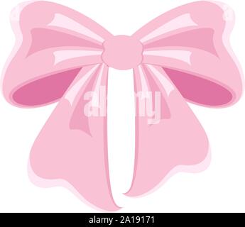 Elegant pink bow from a wide ribbon. Decor for greeting cards for birthday Stock Vector