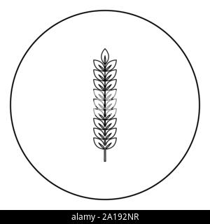 Spikelet of wheat Plant branch icon in circle round outline black color vector illustration flat style simple image Stock Vector