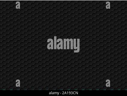 Abstract black hexagon pattern of futuristic texture with blue light rays technology concept. 3D Rendering structure of hexagons carbon fiber with bri Stock Vector