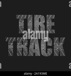 Dark gray tire track text background with outline path Stock Vector