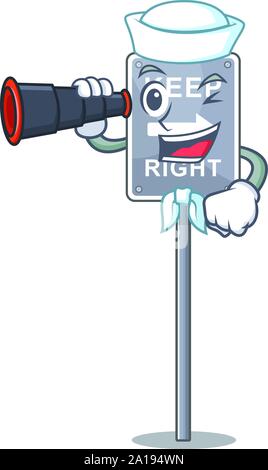 Sailor with binocular toy keep right shaped on cartoon Stock Vector