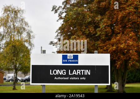 A sign at HMP Long Lartin, near Worcester, where order has been ...