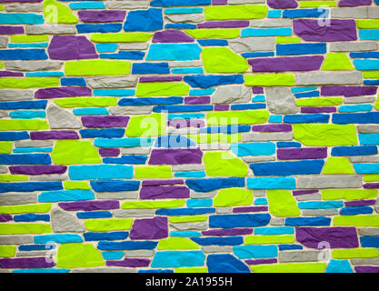 Multicolor blue and violet brick wall background Stock Photo