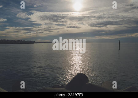 sunset view from Iho Tewoo Beach on Jeju island Stock Photo