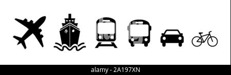 Transport icon set. Flat shipping delivery symbols Stock Vector