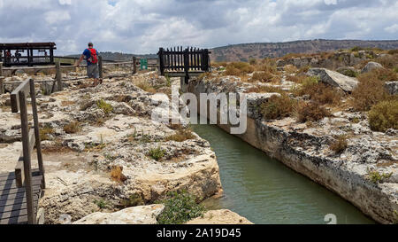 Israel, Maagan Michael, Nahal Taninim - Crocodile Stream national park, The ancient floodgate device and Roman Aqueduct Stock Photo