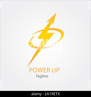 Thunder Arrow Logo Forward UP Logotype modern symbol Flash Fast icon template - abstract design - vector Stock Vector