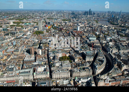 An aerial view of Oxford Street and Regent Street London. Stock Photo