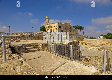 The Mosque at Nebi Samwil or Tomb of Samuel in the outskirts of Jerusalem Israel Stock Photo
