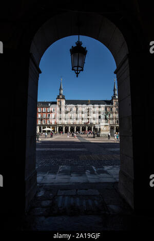 Plaza Mayor, main square in the heart of Madrid, capital of Spain, Europe Stock Photo