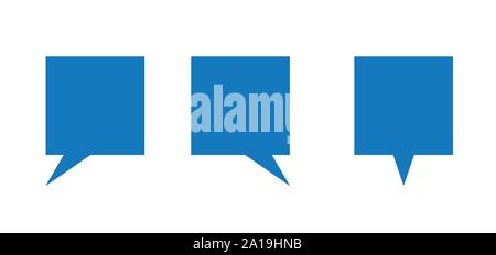 Vector icon set of square speech bubbles. Flat color style. Stock Vector