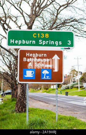 The road sign which greets travellers as they arrive in the Spa Capital of Australia, located in the state of Victoria.