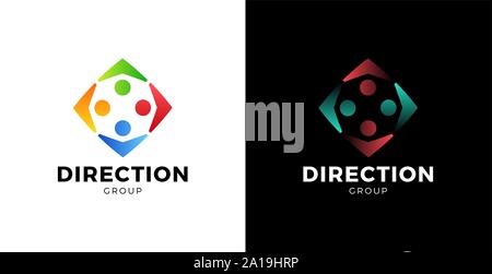 Human partnership progress arrow spread direction vector logo icon. Stock Vector