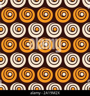 Abstract seamless pattern of spirals and circles. Round brush strokes. Geometric shapes ethnic ornament. Color vector background. Stock Vector