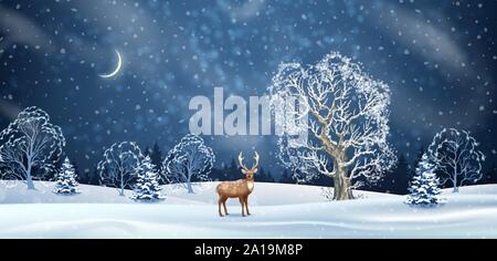 Night Winter Background Stock Vector