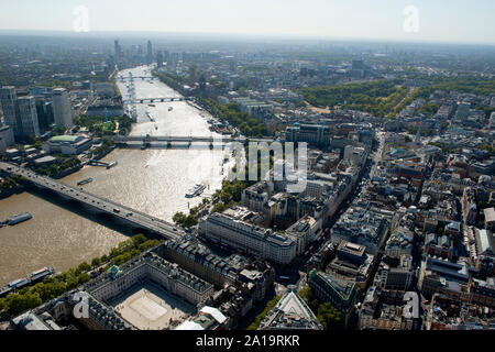 Whitehall, Westminster and Horse Guards Parade from the air. Stock Photo