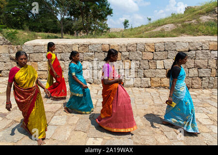 Indian womans visiting Chitradurga Fort, Chitradurga, Karnataka