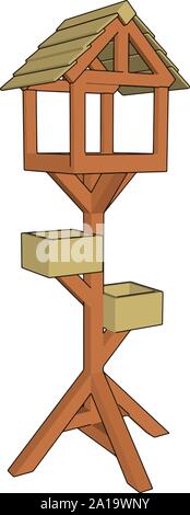 Wooden bird house, illustration, vector on white background. Stock Vector