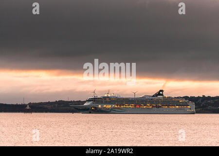 Cobh, Cork, Ireland. 25th Sep, 2019. Cruise ship Norwegian Spirit steams through the harbour on her way for a day visit to the coastal town of Cobh, Co. Cork, Ireland. - Picture; Credit: David Creedon/Alamy Live News Stock Photo