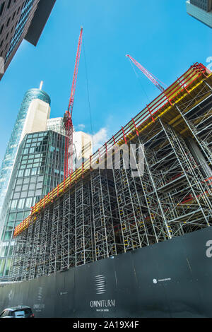 building operations in frankfurt´s financial district, japan center, maintower, commerzbank tower and taunus tower Stock Photo