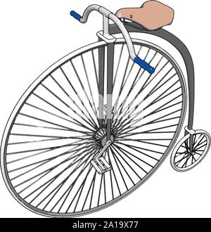 Big wheel bike, illustration, vector on white background. Stock Vector