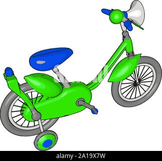 Green small bike, illustration, vector on white background. Stock Vector