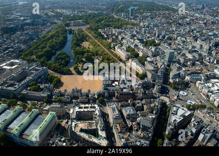 Whitehall and Trafalgar Square from the air. Stock Photo