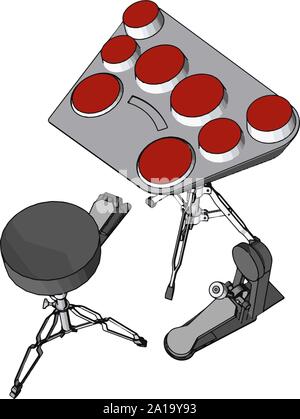 Cool drums, illustration, vector on white background. Stock Vector