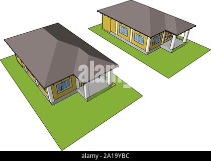 American house, illustration, vector on white background. Stock Vector