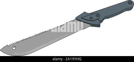 Big knife, illustration, vector on white background. Stock Vector