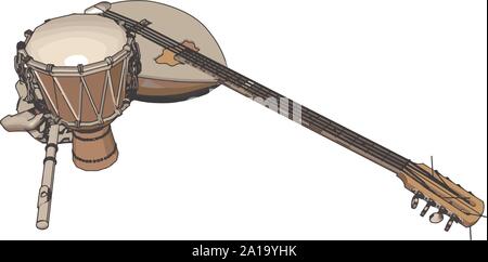 Old instruments, illustration, vector on white background. Stock Vector