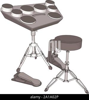 Cool drums, illustration, vector on white background. Stock Vector