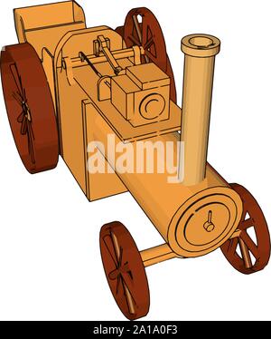 Old retro train, illustration, vector on white background. Stock Vector