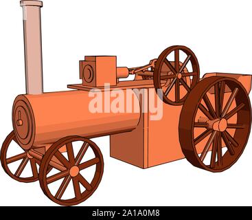 Old retro train, illustration, vector on white background. Stock Vector