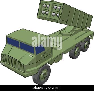 Anti-aircraft defense, illustration, vector on white background. Stock Vector