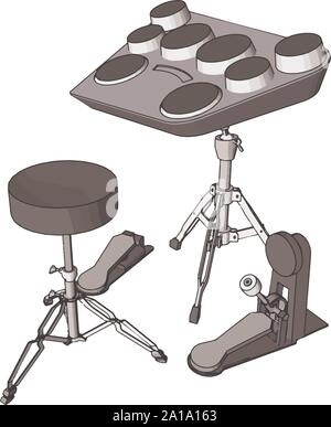 Cool drums, illustration, vector on white background. Stock Vector