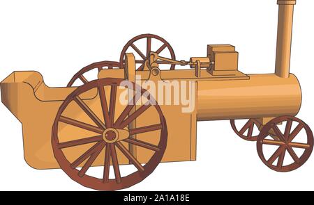 Old retro train, illustration, vector on white background. Stock Vector