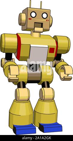 Yellow robot toy, illustration, vector on white background. Stock Vector
