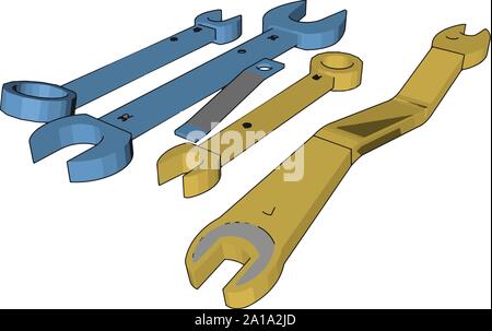 Multiple tools, illustration, vector on white background. Stock Vector