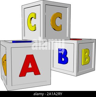 Cubes toys, illustration, vector on white background. Stock Vector