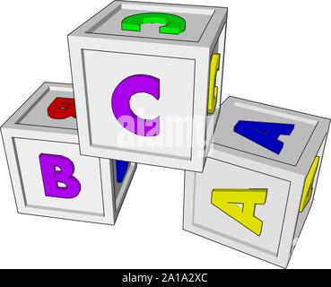 Cubes toys, illustration, vector on white background. Stock Vector