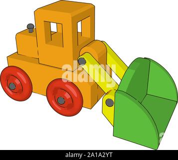 Small yellow excavator, illustration, vector on white background. Stock Vector