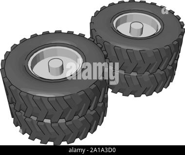 Truck tires, illustration, vector on white background. Stock Vector