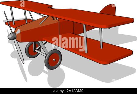 Red airplane toy, illustration, vector on white background. Stock Vector