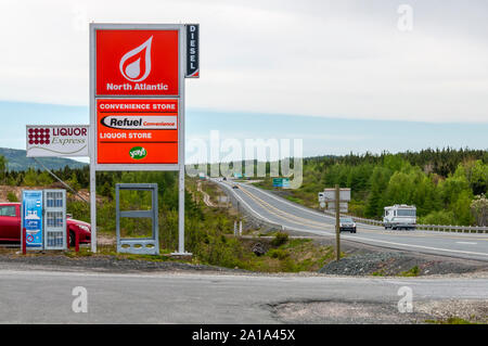 A North Atlantic Refining petrol station on the Trans Canada Highway in Newfoundland. Stock Photo