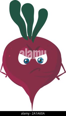 Angry beet, illustration, vector on white background. Stock Vector