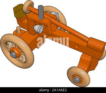 Red tractor toy, illustration, vector on white background. Stock Vector