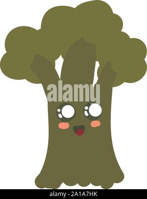 Cute broccoli, illustration, vector on white background. Stock Vector