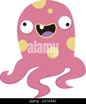 Crazy octopus, illustration, vector on white background. Stock Vector